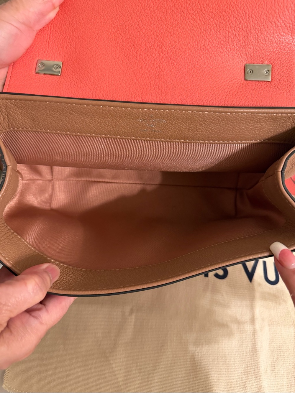 Louis Vuitton Coral Pink and Tan Crossbody Bag - Picture 8 of 11